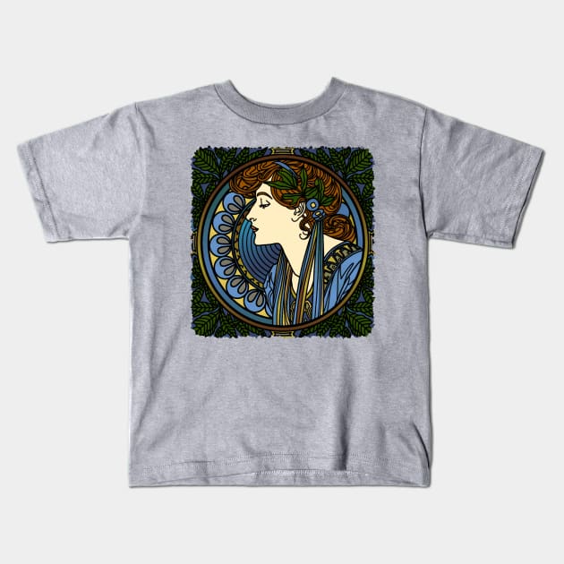 Art Nouveau Woman Kids T-Shirt by AlondraHanley